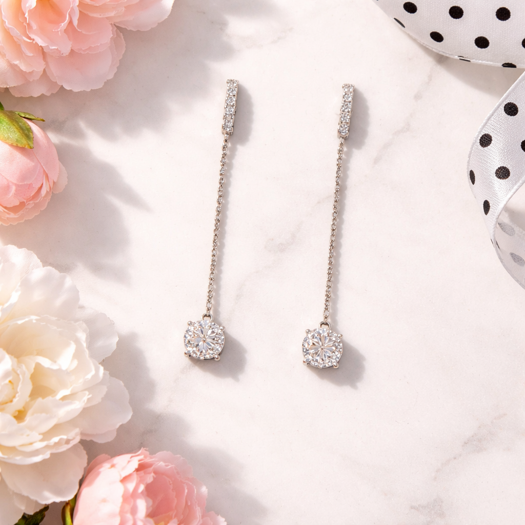 Butterfly Moissanite necklace with dangling earrings