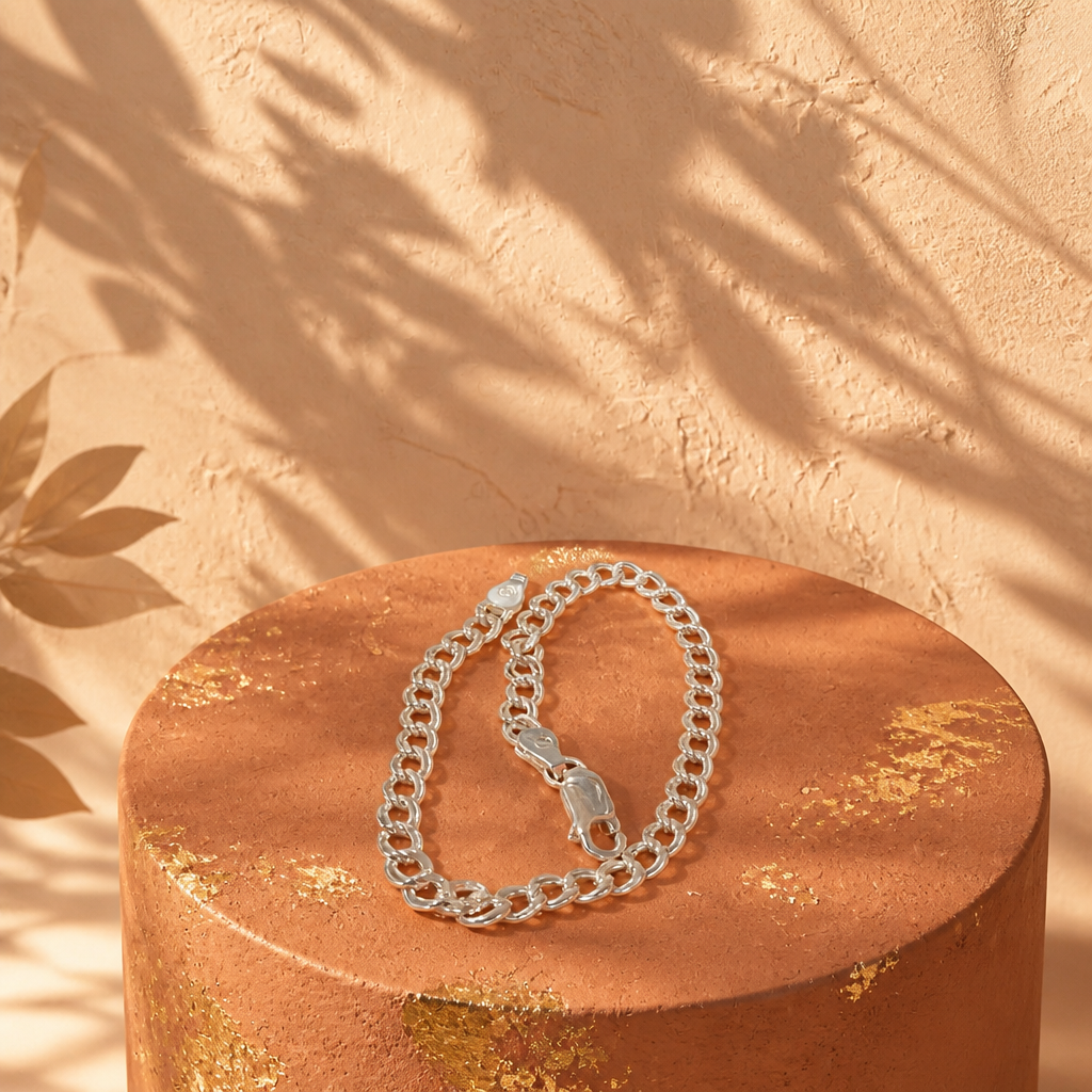Silver Curbed link bracelet