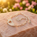Silver Moissanite paperclip foot bracelet
