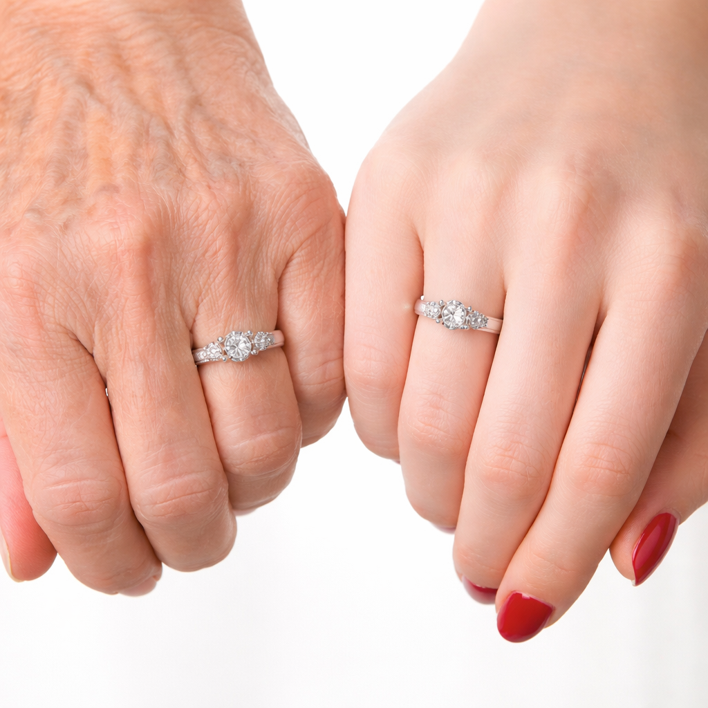 Past present and future moissanite ring