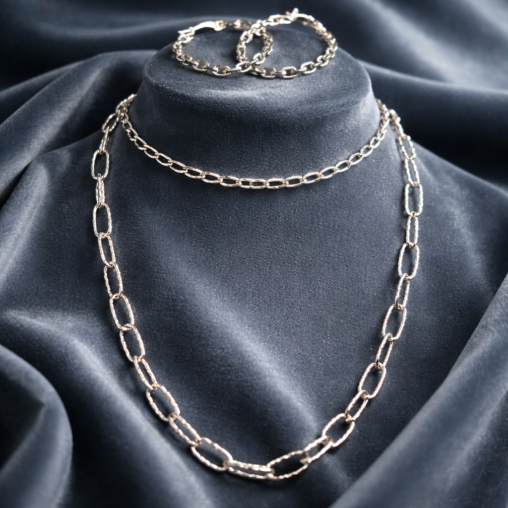 Sterling silver paper clip jewelry set