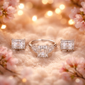 Moissanite Emerald Ring and Matching Emerald Earrings