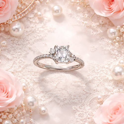 Emerald moissante ring