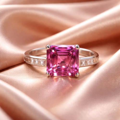 Colored princess moissanite ring
