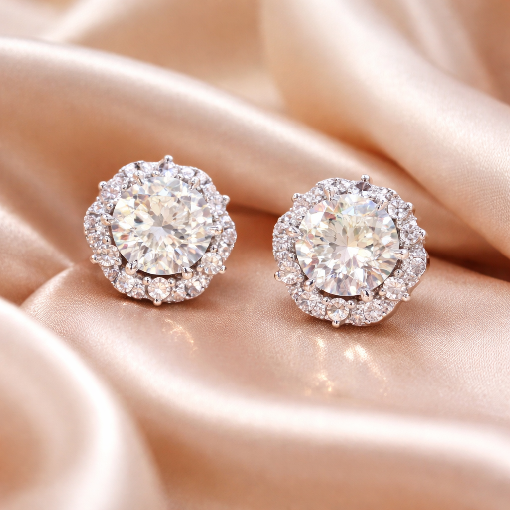 Moissanite ring and matching earrings