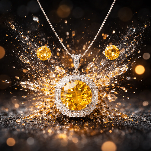 Canary Yellow moissanite necklace and earrings