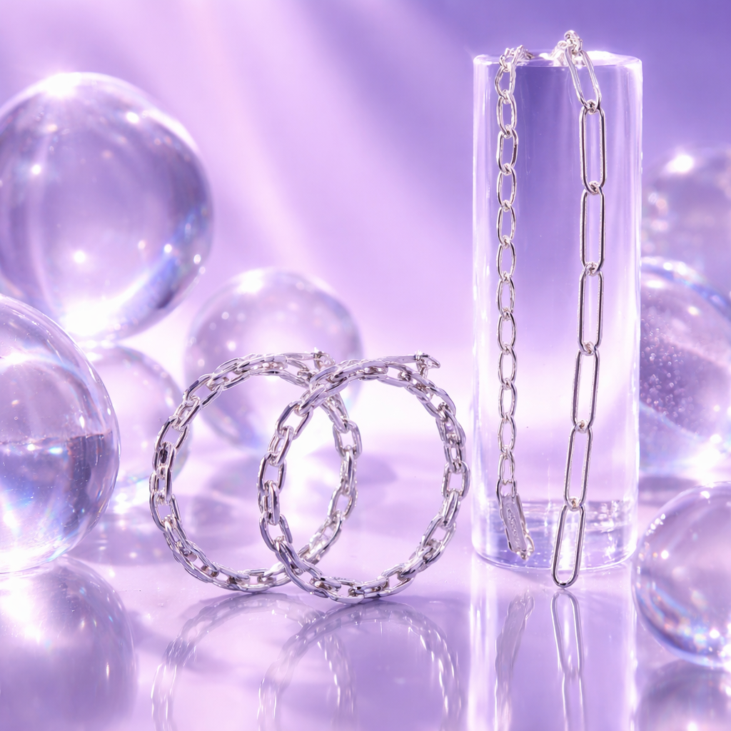 Sterling silver paper clip jewelry set