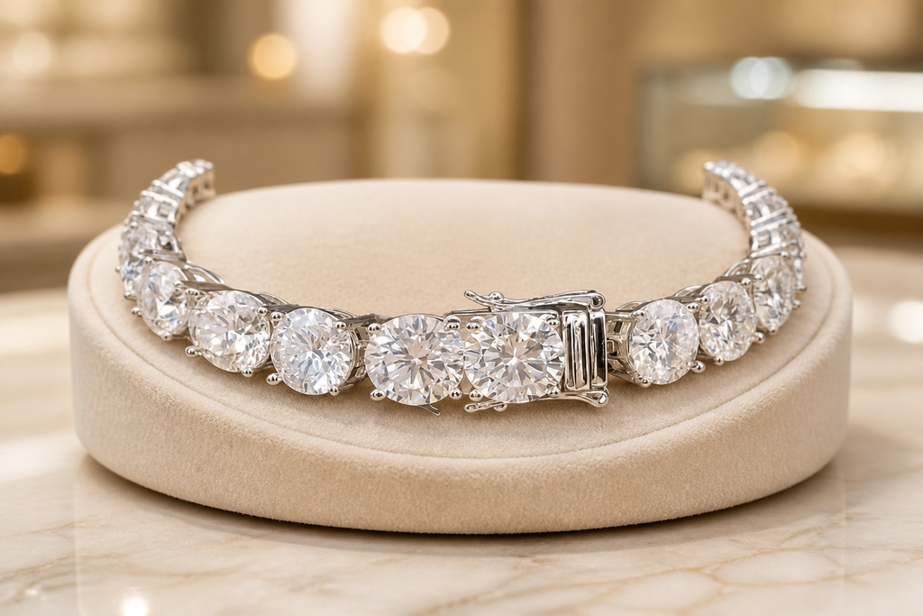 Silver graduate tennis bracelet