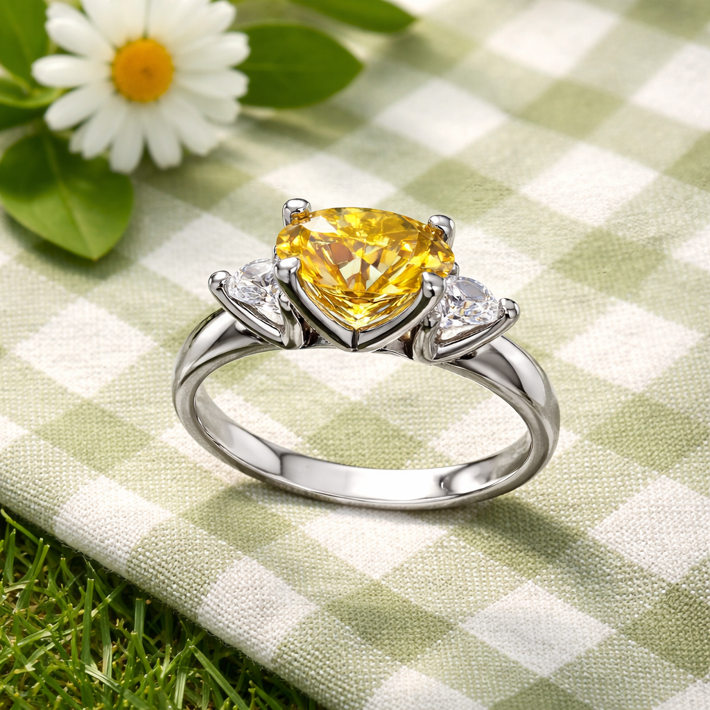 Canary yellow moissanite ring