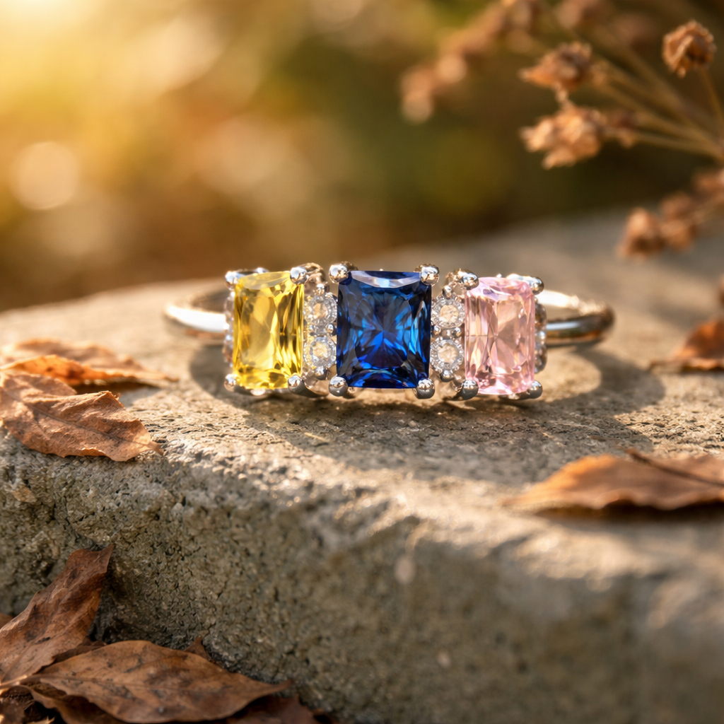 Sterling Silver ring multi-colored stones