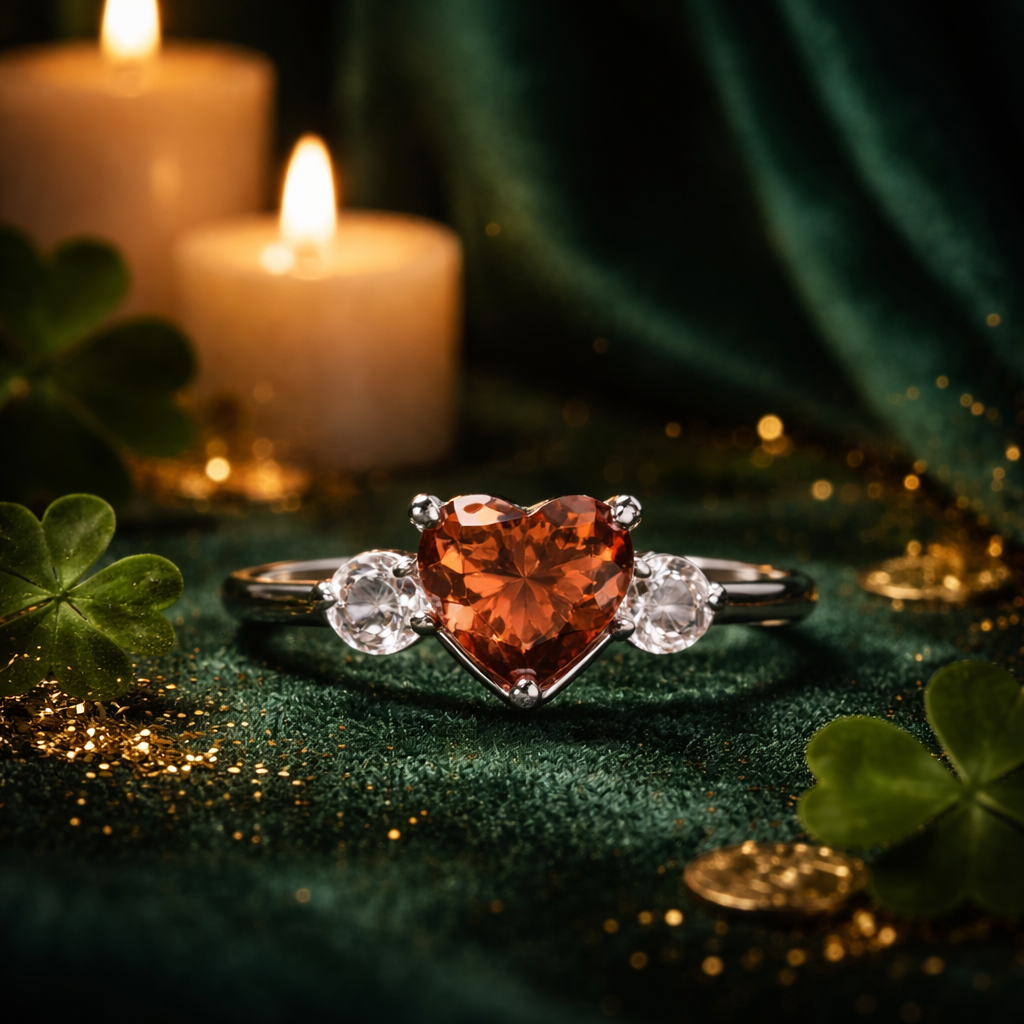Amber moissanite ring