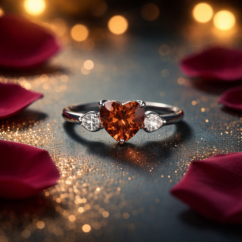 Amber moissanite ring