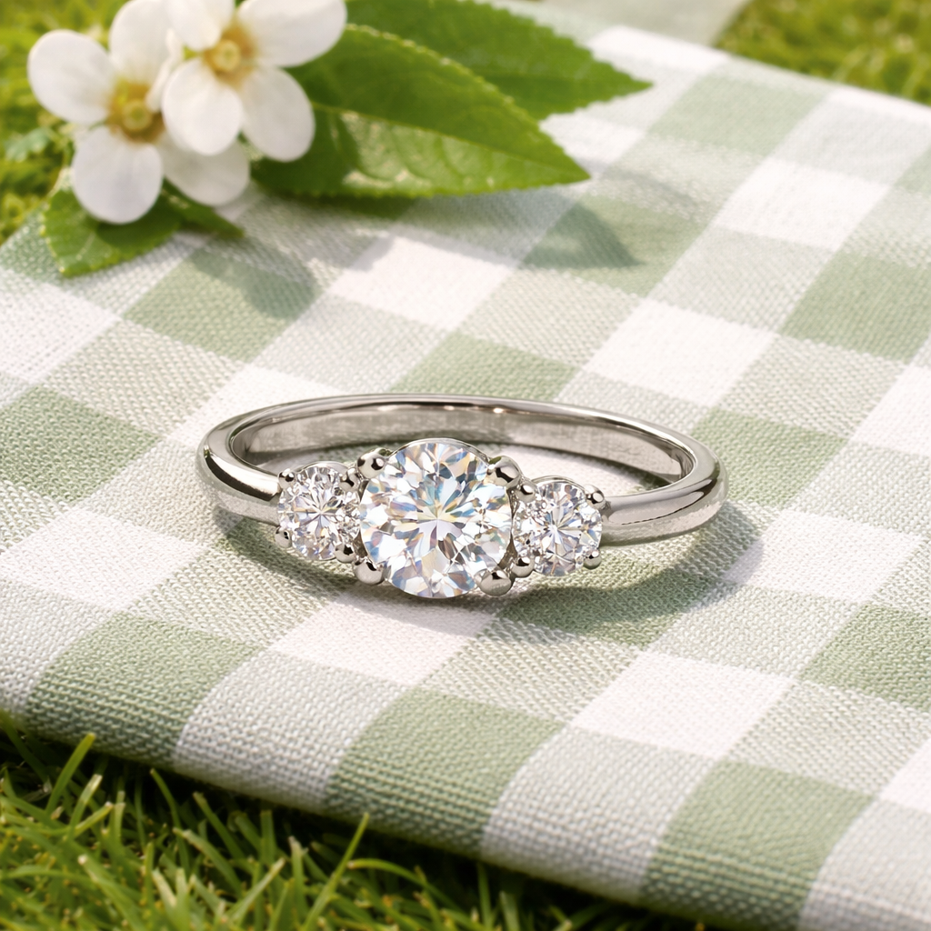 Past present and future moissanite ring