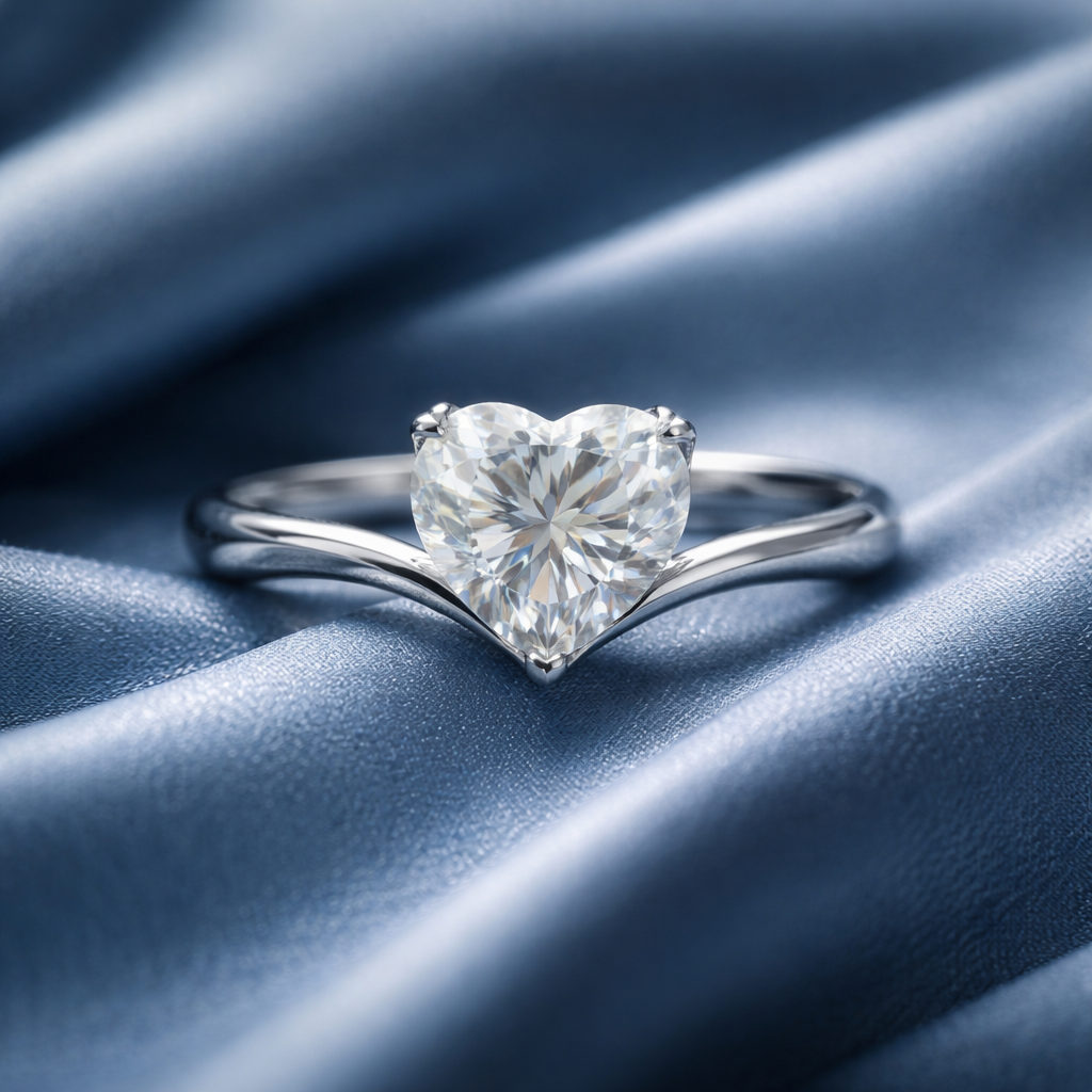 Heart moissanite ring