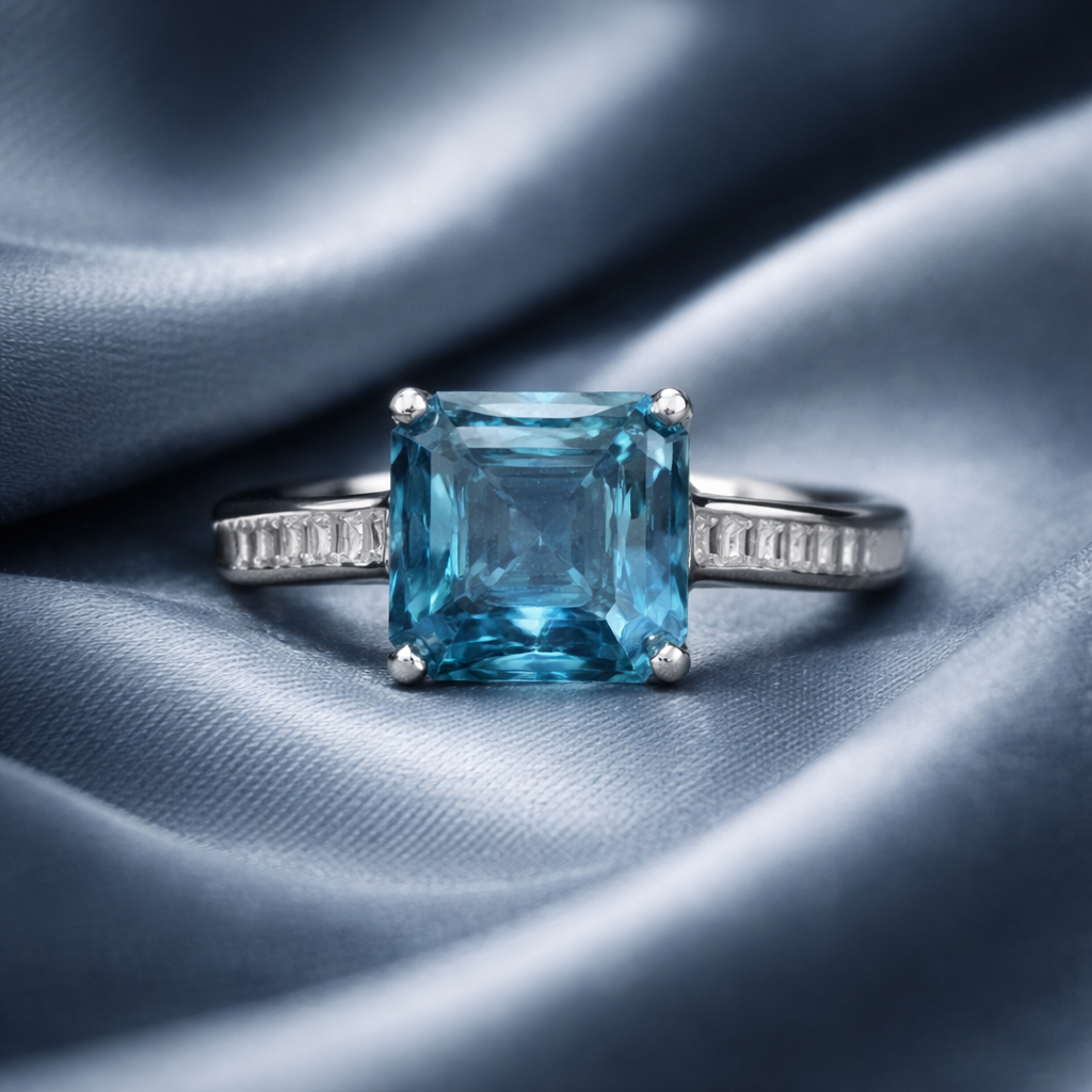 Colored princess moissanite ring