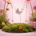 Butterfly Moissanite necklace with dangling earrings
