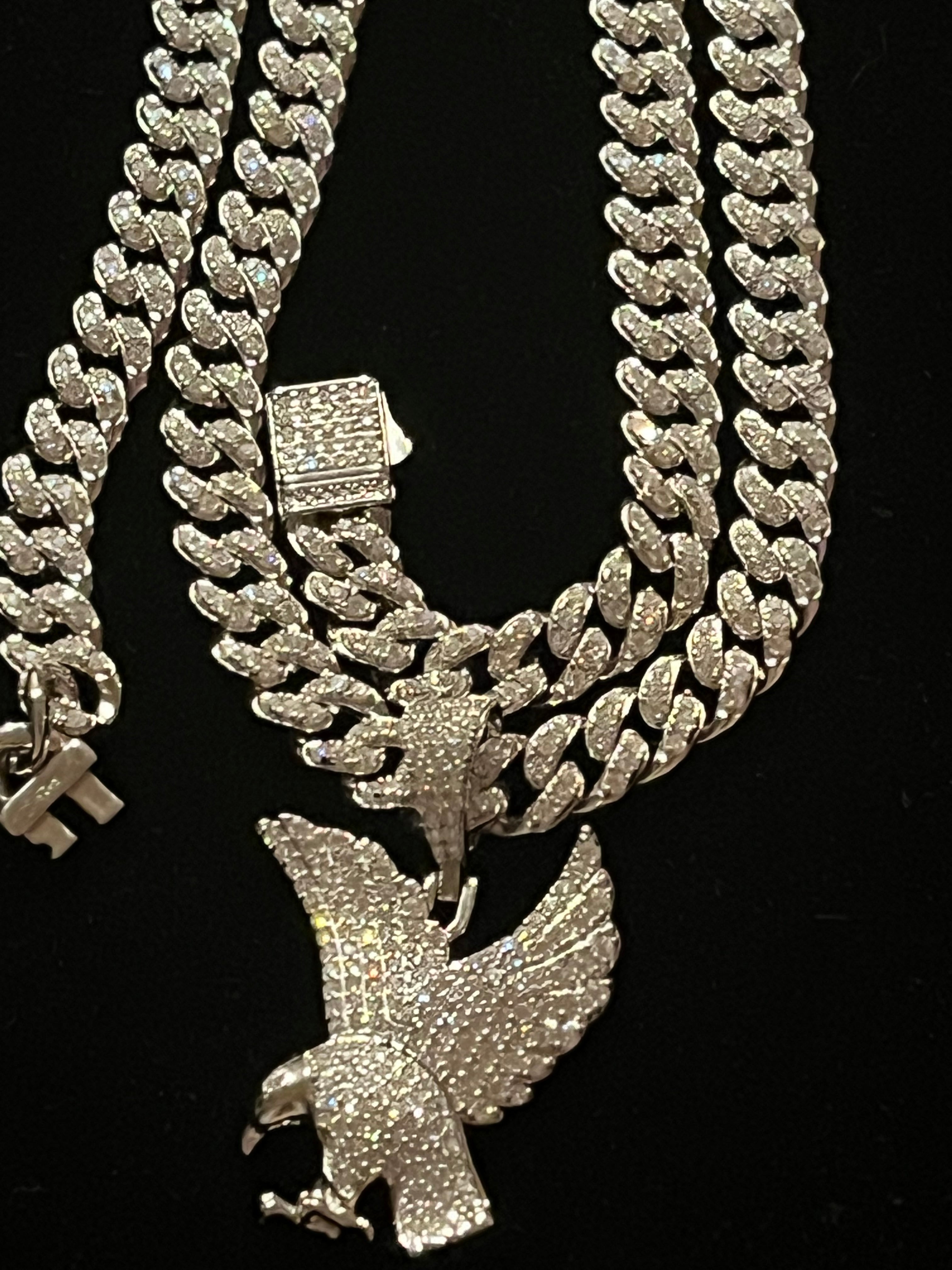 Moissanite Cuban chain and pendant
