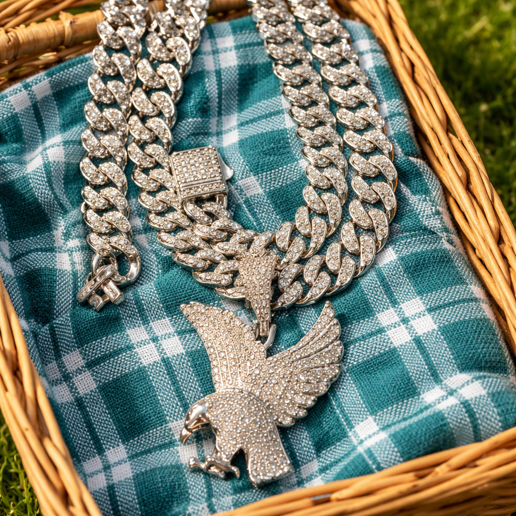 Moissanite Cuban chain and pendant