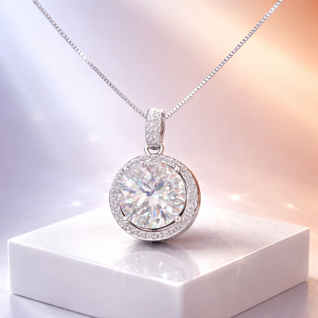 5 carat moissanite pendant necklace