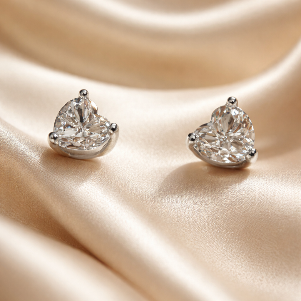 Moissanite heart earrings