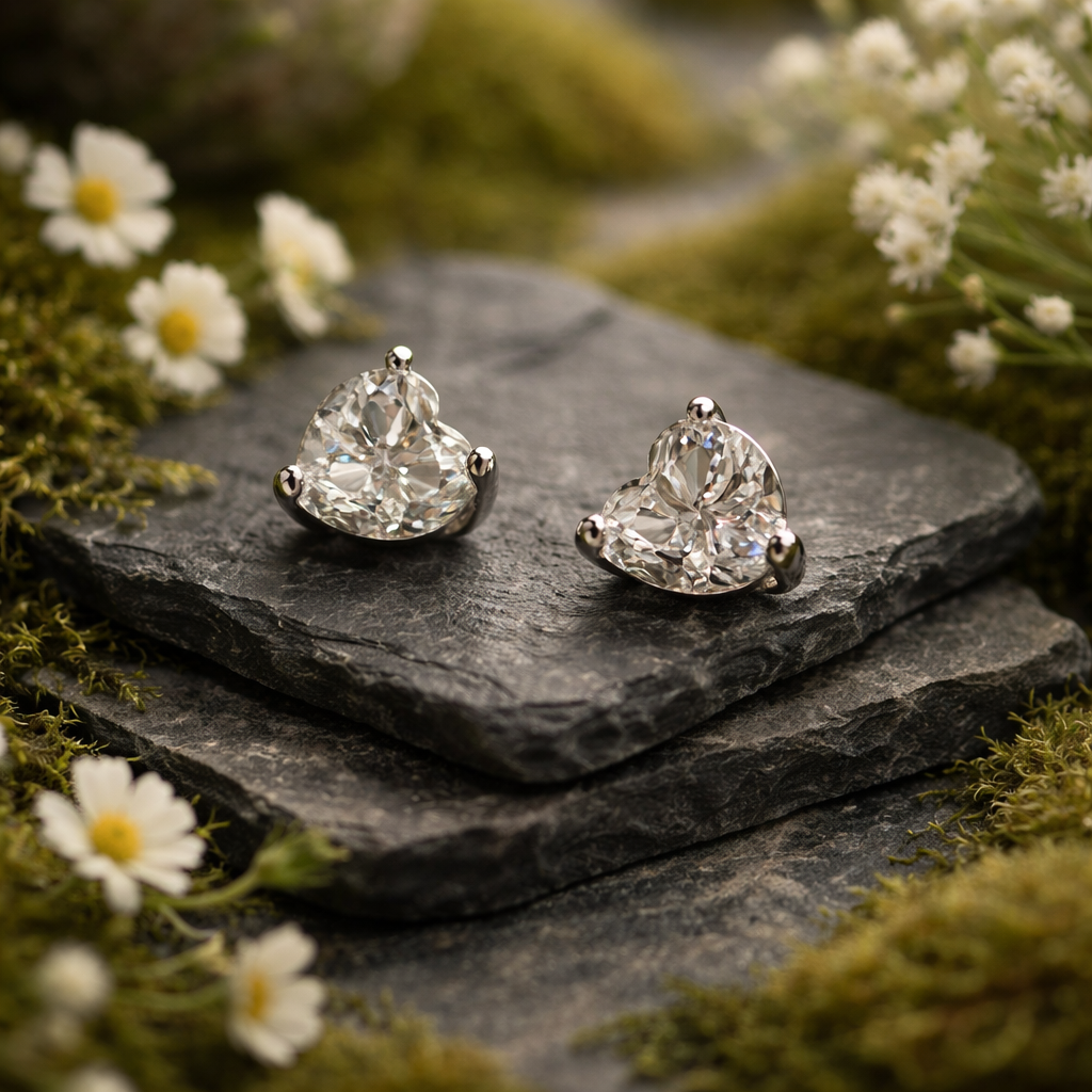 Moissanite heart earrings