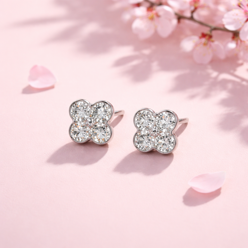 Moissanite clover earrings
