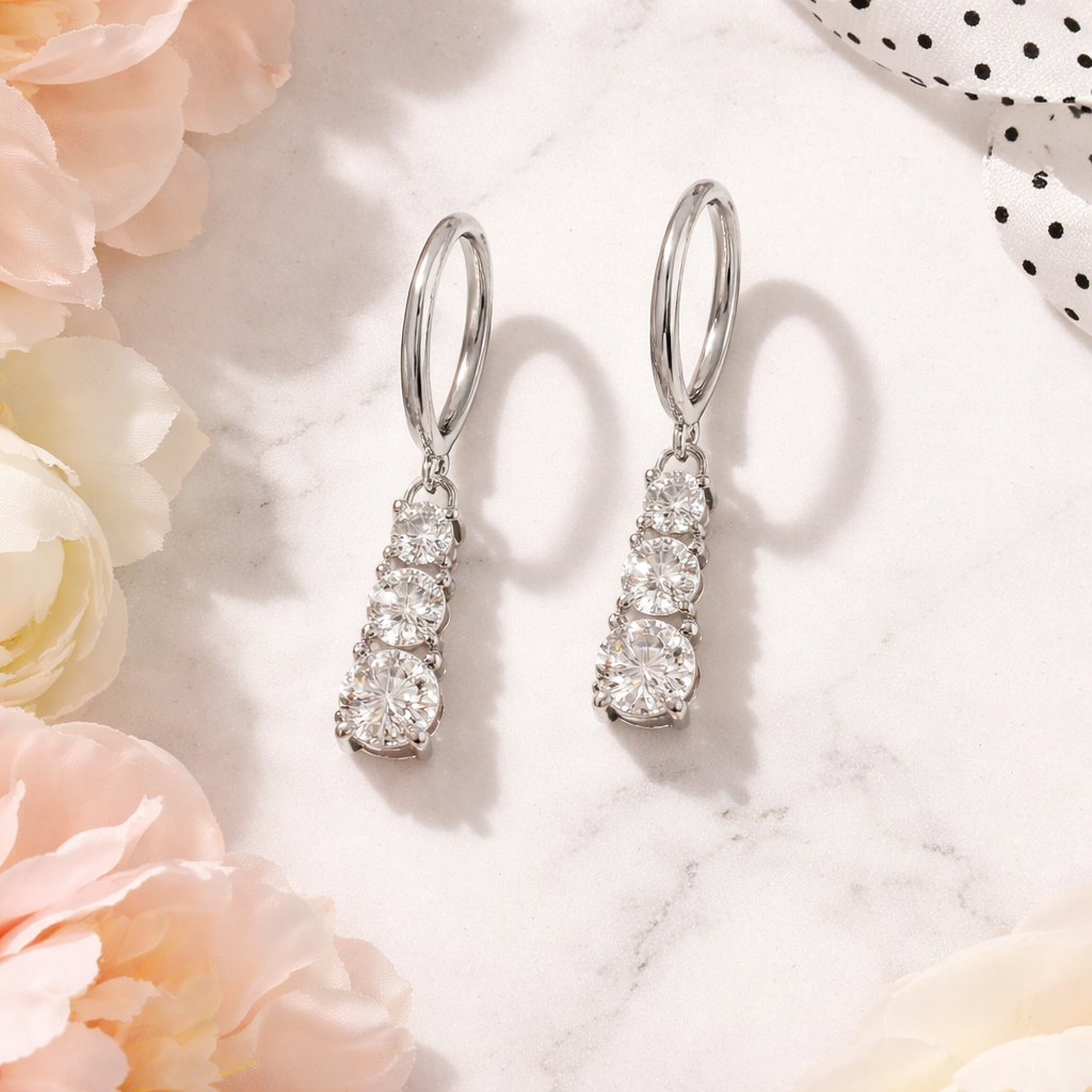 Past present and future Moissanite earrings